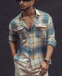 Multi Color Plaid Checks Oversize Drop Shoulder Shirt 100% Cotton