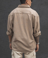 Camel Structured Double Pockets Shacket Oversized Shirt