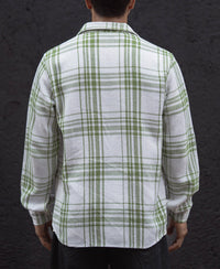 Light Green Waffle Checks Regular Fit Full Sleeves Shirt