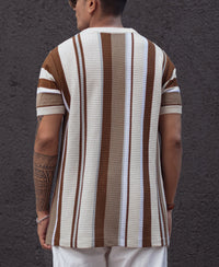 Multicolor Regular Fit Striped Half Sleeves T Shirt 100% Cotton