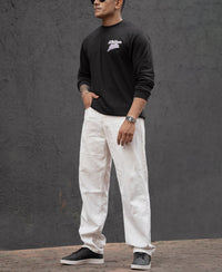 Black Printed Regular Fit Full Sleeves T-Shirt 100% Cotton
