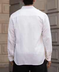 White Regular Fit Full Sleeves Shirt 100% Cotton