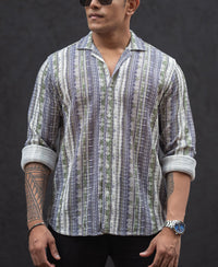 Multicolour Striped Regular Fit Full Sleeves Shirt