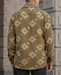 Olive Geometric Jacquard Shirt