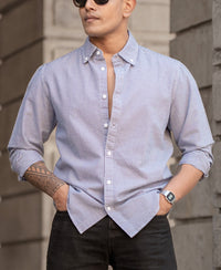 Navy Micro Check Lightweight Shirt 100% Cotton
