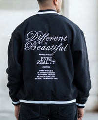 Black Embroidered Varsity Jacket 100% Cotton