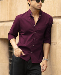 Wine Oxford Shirt 100% Cotton