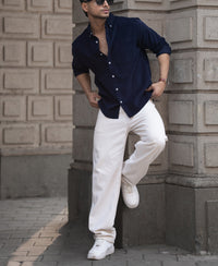 Navy Corduroy Shirt 100% Cotton