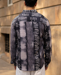 Grey Abstract Print Flowy Shirt