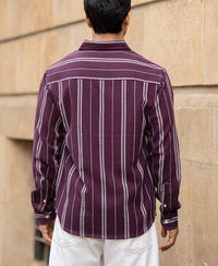 Wine Structured Stripe Shirt