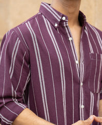Wine Structured Stripe Shirt