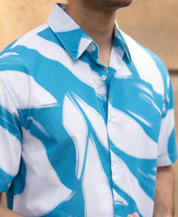 Blue Abstract Print Lightweight Shirt 100% Cotton
