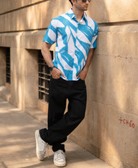 Blue Abstract Print Lightweight Shirt 100% Cotton