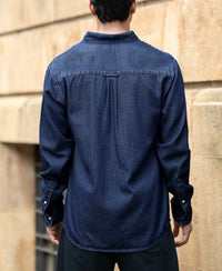 Dark Blue Washed Denim Shirt 100% Cotton