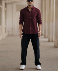 Wine Oxford Shirt 100% Cotton