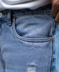 Mid Blue Baggy Ripped Jeans