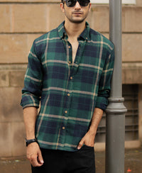 Green Button Down Checks Shirt