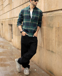 Green Button Down Checks Shirt