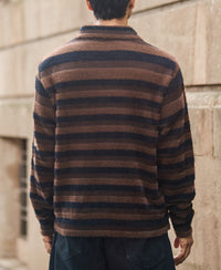 Dark Brown Striped Polo T-Shirt