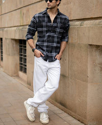 Black Brushed Checkrd Shirt