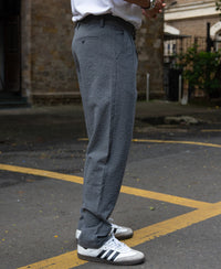 Grey Structured Pleated Trouser