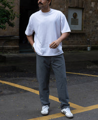 Grey Structured Pleated Trouser