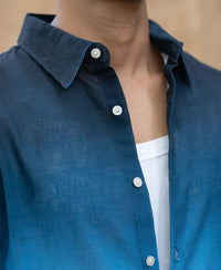 Dark Blue Ombre Print Shirt 100% Cotton