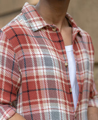 Brick Structured Checks Shirt