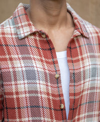 Brick Structured Checks Shirt