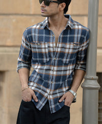 Multi Colour Checks Shirt With Pockets 100% Cotton