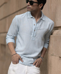 Light Blue Slub Kurta Shirt