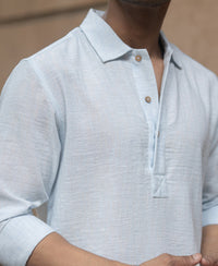 Light Blue Slub Kurta Shirt