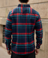 Navy Button Down Brushed Checks Shirt