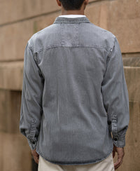 Grey Denim Shirt With Pockets 100% Cotton
