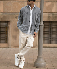 Grey Denim Shirt With Pockets 100% Cotton