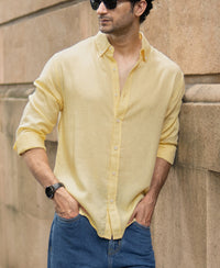 Butter Yellow Linen Blend Shirt