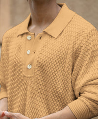 Dusty Yellow Knit Polo T-Shirt 100% Cotton