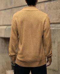 Dusty Yellow Knit Polo T-Shirt 100% Cotton