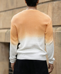 Apricot Orange Ombre Knit T-Shirt 100% Cotton