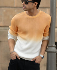Apricot Orange Ombre Knit T-Shirt 100% Cotton