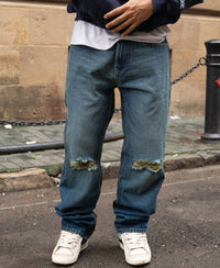 Dark Blue Distressed Baggy Jeans