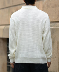 Off White Knit Polo Neck T-Shirt