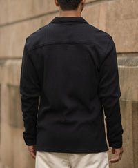Black Knitted Embroidery Shirt