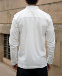 Off White Knitted Embroidery Shirt