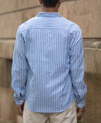 Blue Seersucker Striped Shirt 100% Cotton