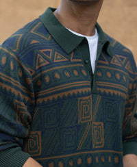 Multicolour Geometric Jacquard Knit T-Shirt 100% Cotton