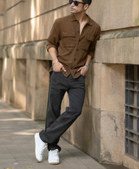 Dark Brown Denim Overshirt 100% Cotton