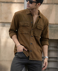 Dark Brown Denim Overshirt 100% Cotton