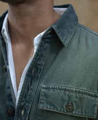Tinted Blue Denim Overshirt 100% Cotton