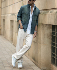 Tinted Blue Denim Overshirt 100% Cotton